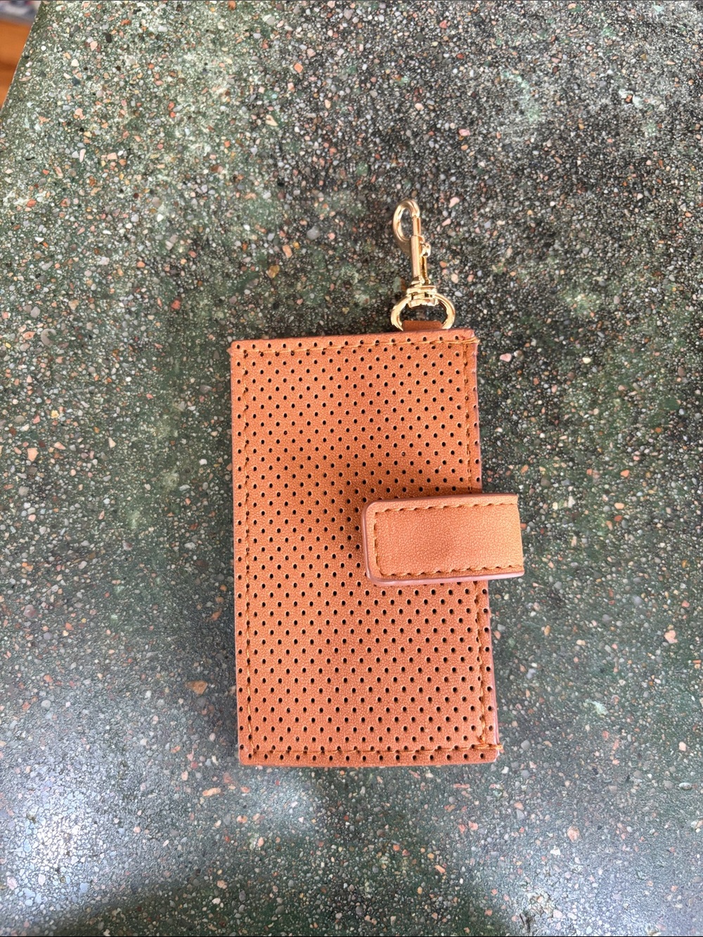 Universal Thread Tan Perforated Phone Wallet Case with Gold Key Clip